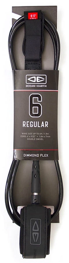 Ocean And Earth Diamond Flex Reg Leash BLACK 6 Ft