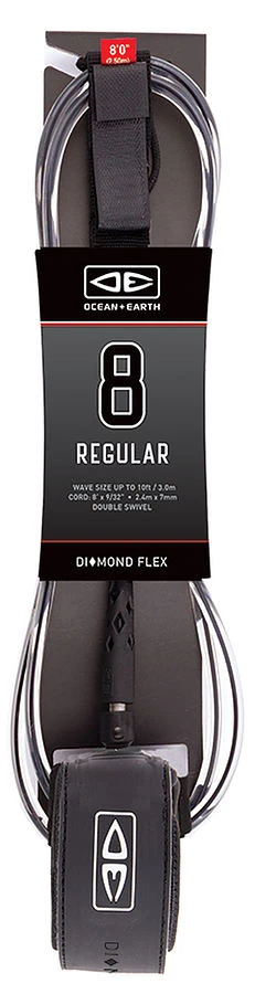 Ocean And Earth Diamond Flex Reg Leash BLACK 8 Ft